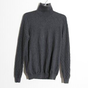 GOBI 100% Pure Cashmere Turtleneck Sweater Mongolian Gray Textured Long Sleeves